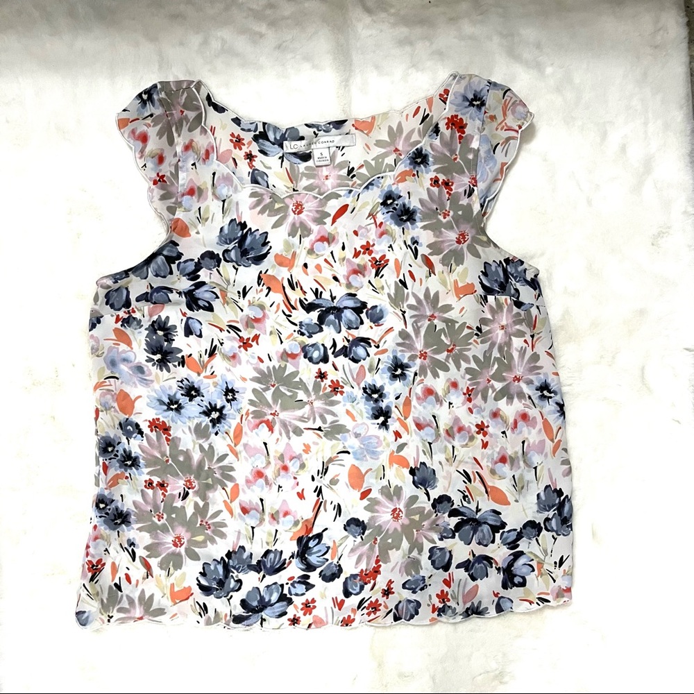 LC Lauren Conrad - Floral Scalloped Tank - Size Small